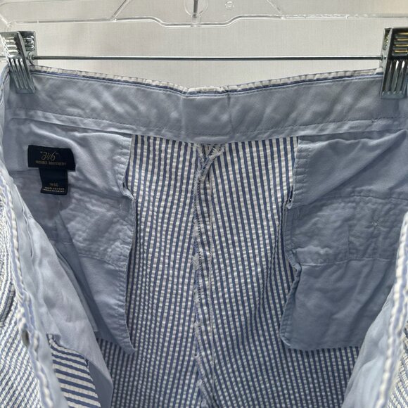 Brooks Brothers 346 Chino Shorts Mens W40 Seersucker Pleated Striped White Blue - Picture 4 of 9
